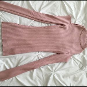 Ribbed Mauve Off Shoulder Long Sleeve